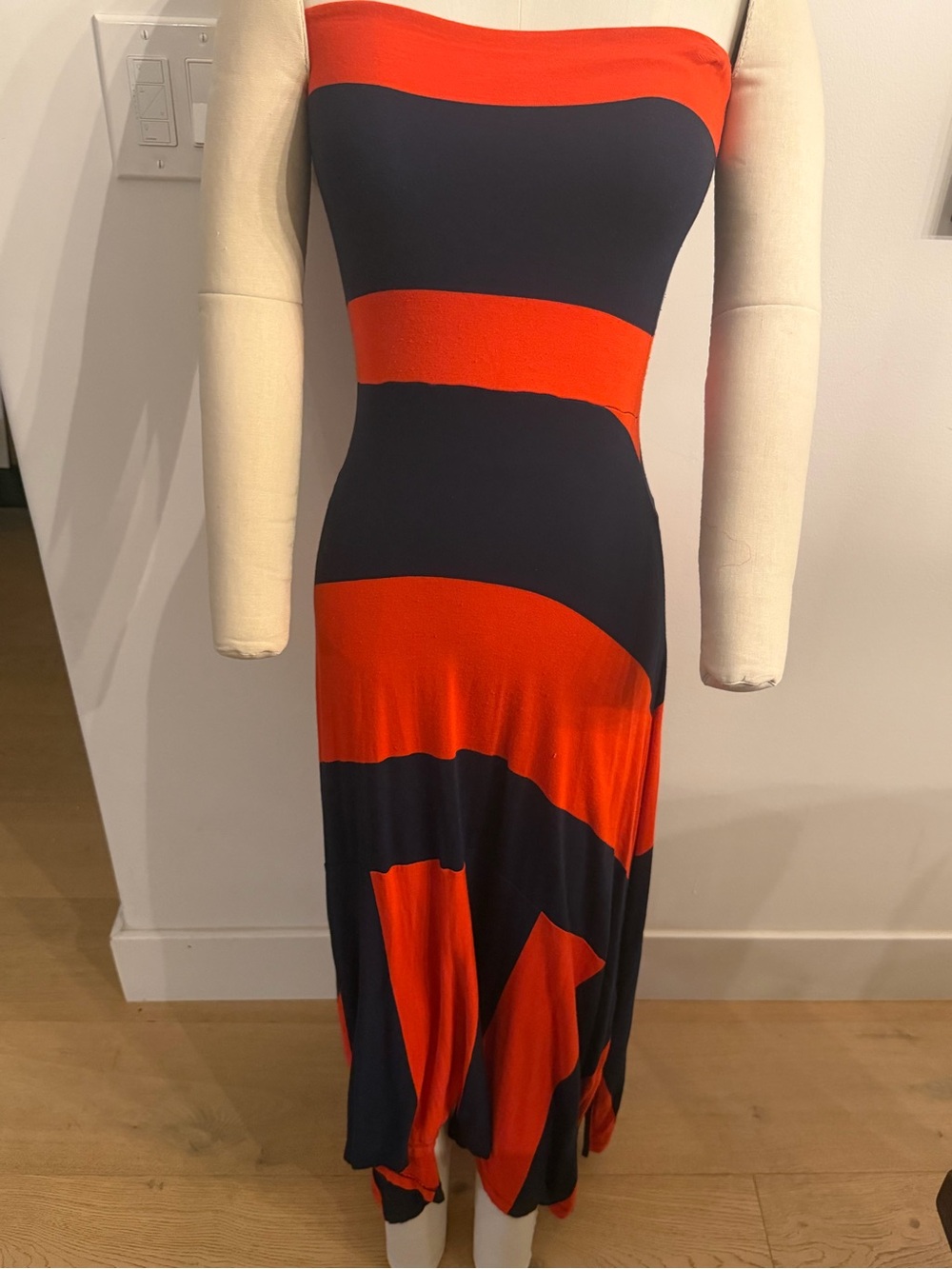GAP Strapless Maxi Dress in Navy and Red